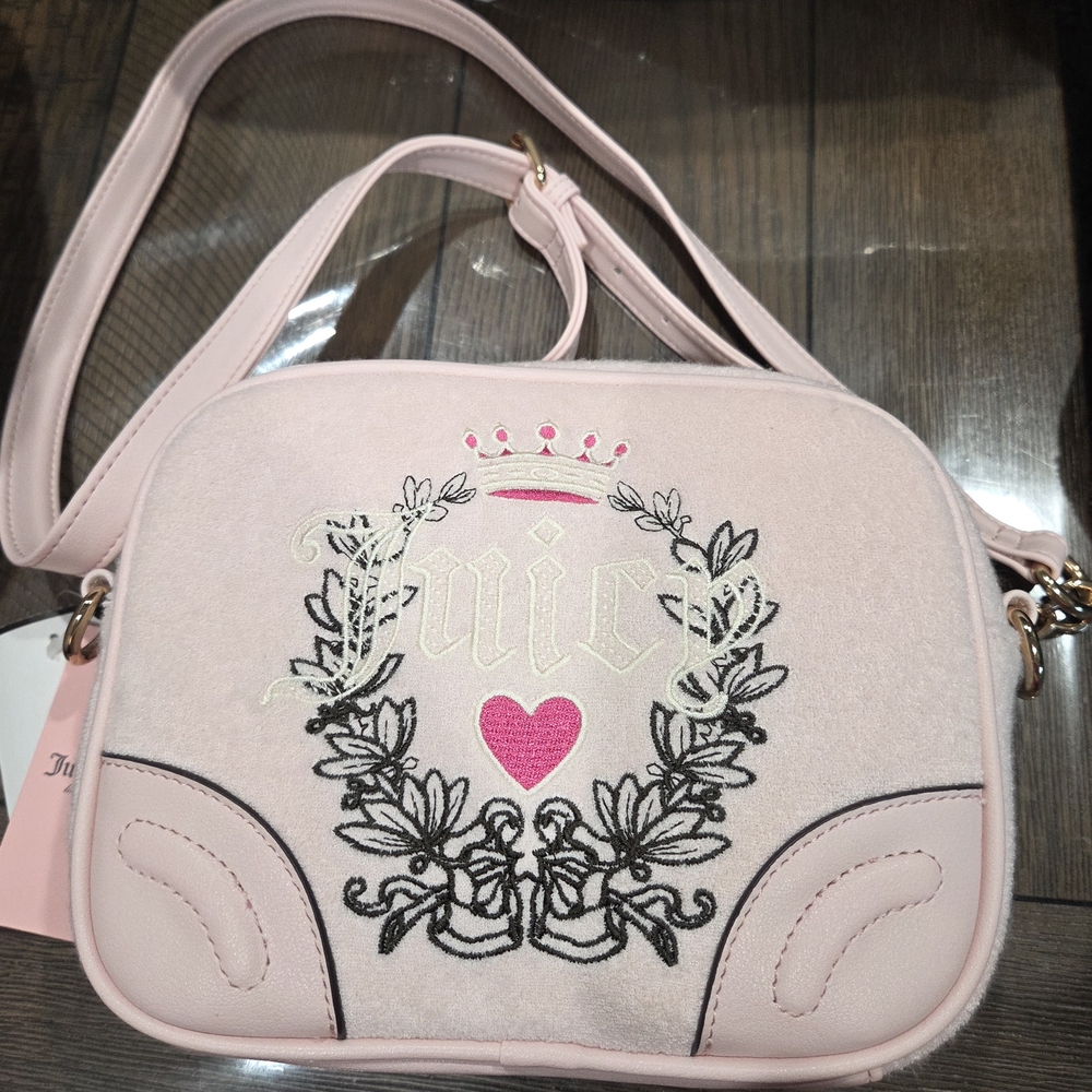 Juicy Couture Blush Pink Embroidered Crossbody Bag